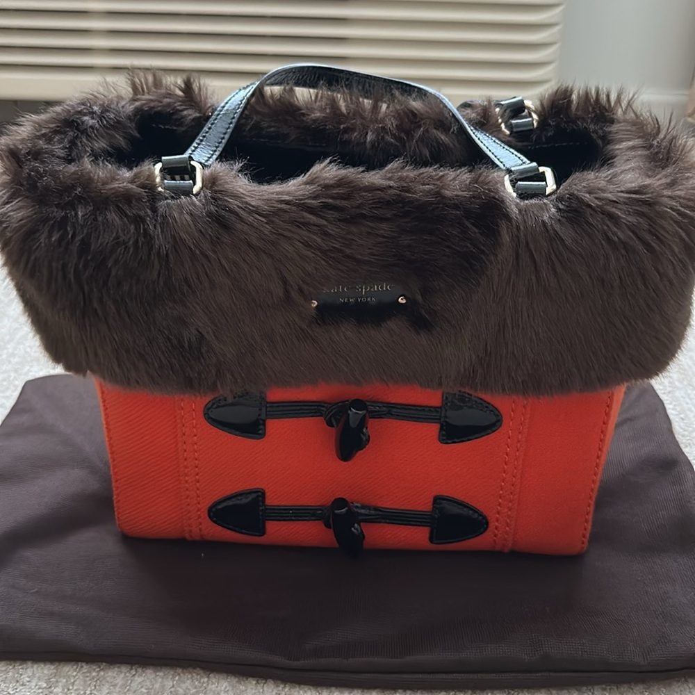Kate Spade ♠️ Orange Toggle Fur Tote